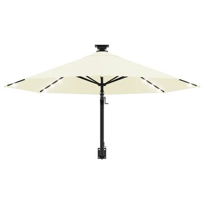 vidaXL Wall-mounted Parasol with LEDs and Metal Pole 118.1" Sand