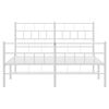 vidaXL Metal Bed Frame White Powder-Coated Steel 55 x 79 in Bed Frame