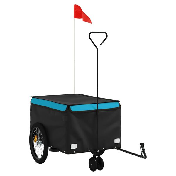 vidaXL Bike Trailer Black and Blue 66.1 lb Iron