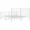 vidaXL Bed Frame White Powder-Coated Steel Double Bed Frame