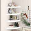 vidaXL Corner Shelf Set of 4 White Honeycomb MDF, Metal Medium