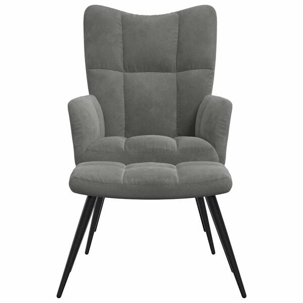 vidaXL Relaxing Chair With Stool Dark Grey