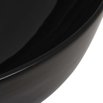 vidaXL Basin Ceramic Round Black 16.3"x5.3"