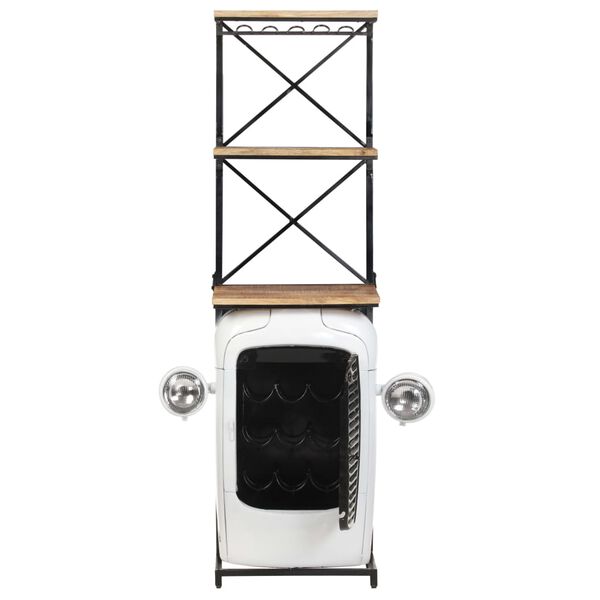 vidaXL Tractor Wine Cabinet White 19.3"x12.2"x67.7" Rough Mango Wood