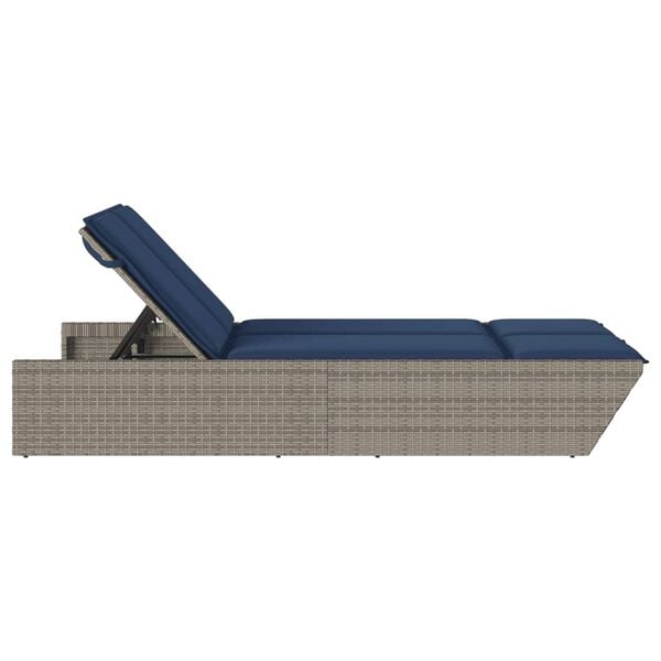 vidaXL Patio Double Sun Lounger Gray PE Rattan Double