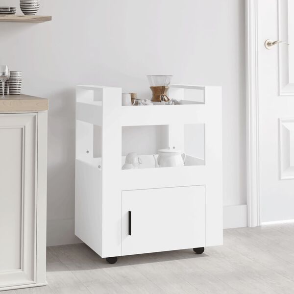 vidaXL Kitchen Trolley White 23.6x17.7x31.5" Engineered Wood