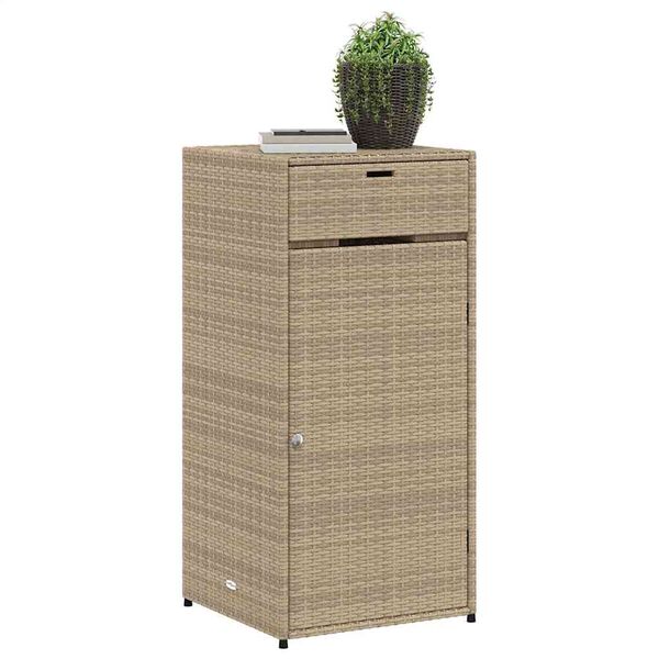 vidaXL Garden Storage Cabinet Beige PE Rattan Large