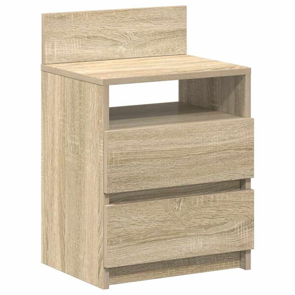 vidaXL Bedside Cabinet Sonoma oak Engineered wood 15.7x13.0x23.6 in
