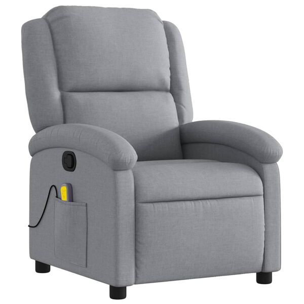 vidaXL Massage Recliner Chair Light grey 100% polyester, metal, plywood