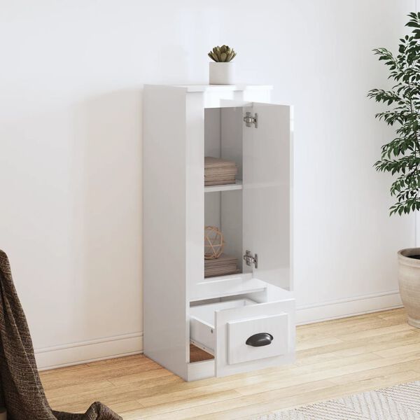 vidaXL Highboard High gloss white Engineered wood Medium Highboard