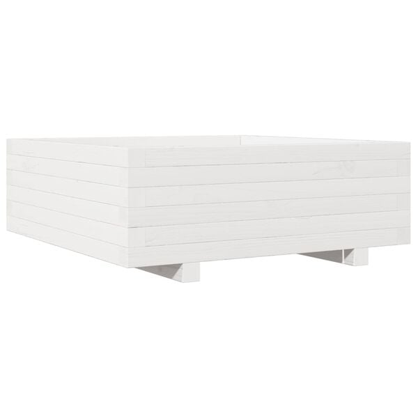 vidaXL Garden Planter White Solid Pine Wood Large Decorative Inlays