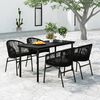 vidaXL Garden Dining Set Black Powder-Coated Steel, PVC Rattan, Glass