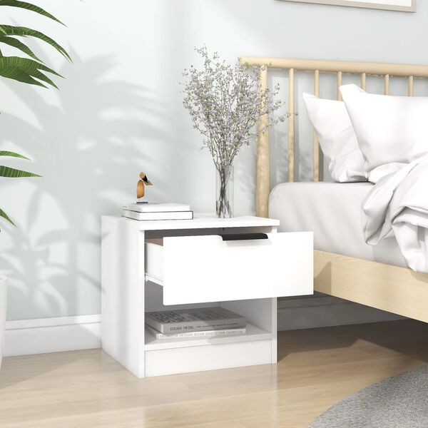 vidaXL Bedside Cabinet Set of 2 White Engineered wood