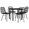 vidaXL Garden Dining Set Black Poly Rattan Medium Durable