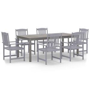vidaXL Garden Dining Set Gray Solid acacia wood Seven Piece Set Durable
