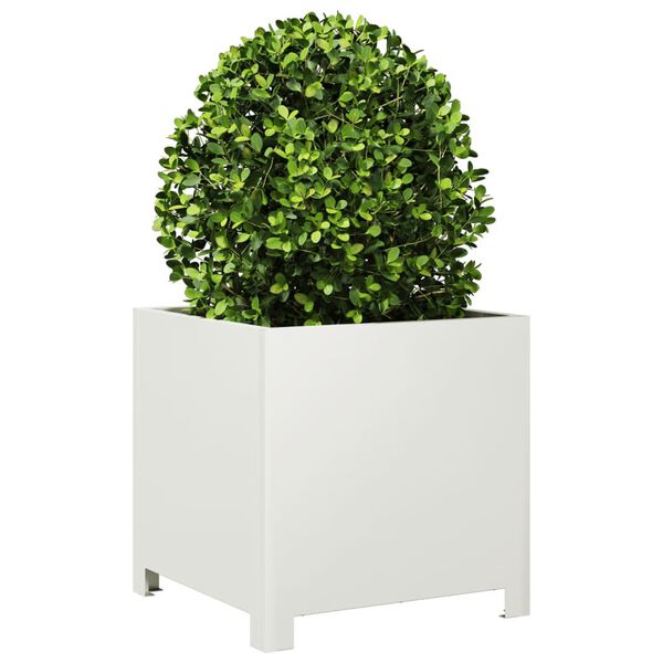 vidaXL Garden Planter White Steel 15.7x15.7x15.7 in Durable