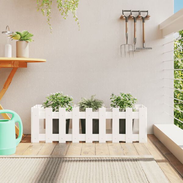vidaXL Garden Raised Bed White Solid pine wood Medium Decorative Inlays