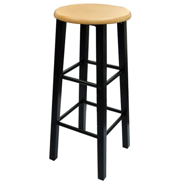 vidaXL Bar Table and Stool Black and Beige Wood and Steel Compact