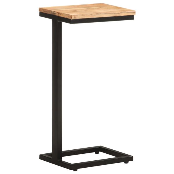 vidaXL Side Table Set of 2 Natural wood and black Solid Acacia wood