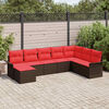 vidaXL Garden Sofa Set with Cushion 8 pcs Brown Poly Rattan