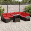 vidaXL 9 Piece Patio Sofa Set with Cushions Brown Poly Rattan Acacia