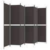 vidaXL 6-Panel Room Divider Brown 118.1"x78.7" Fabric