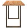 vidaXL Dining Table Light Brown Solid Oak Wood, Powder-Coated Steel Large
