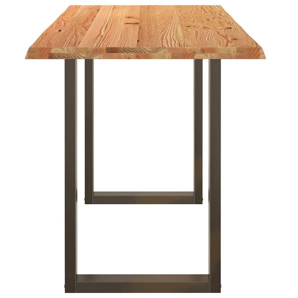 vidaXL Dining Table Light Brown Solid Oak Wood, Powder-Coated Steel Large