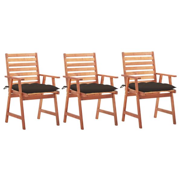 vidaXL Patio Chair Set of 3 Taupe Solid Acacia wood Standard Durable