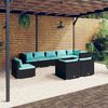 vidaXL Garden Lounge Set Black, Water Blue