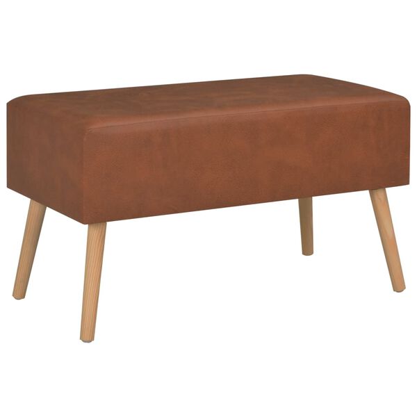 vidaXL Coffee Table Brown Faux leather, solid pine wood Medium