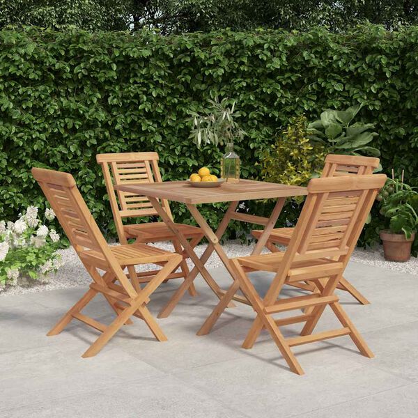 vidaXL Garden Dining Set Brown Solid Teak Wood Medium Foldable
