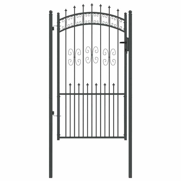 vidaXL Fence Gate with Spear Top Black 40.6" x 68.9" Powder-coated Steel