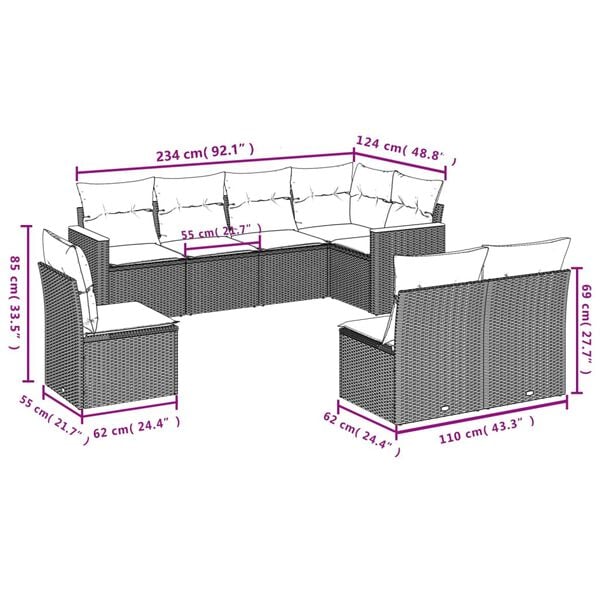 vidaXL Garden Sofa Set Black