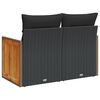 vidaXL Garden Sofa Black Poly Rattan, Powder-Coated Steel, Solid Acacia Wood