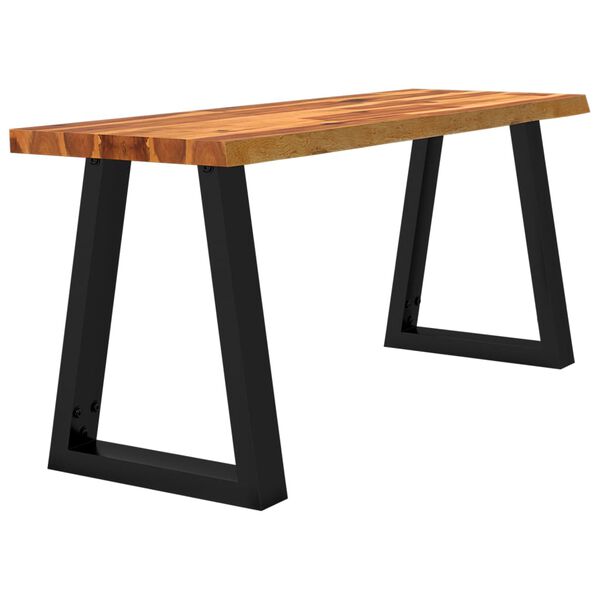 vidaXL Bench Brown and Black Solid Acacia Wood and Powder-Coated Steel