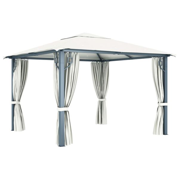 vidaXL Gazebo with Curtain 118.1"x118.1" Cream Aluminum