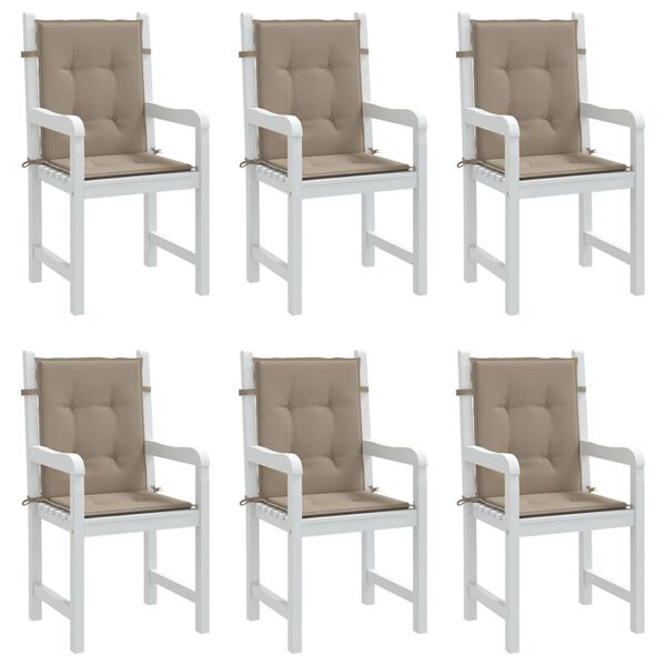 vidaXL Lowback Chair Cushion Set of 6 Taupe Oxford fabric