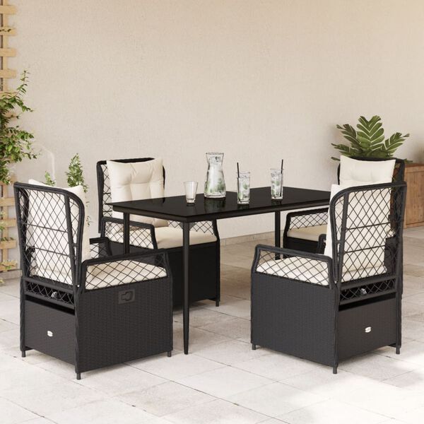 vidaXL Garden Dining Set Black, Cream White