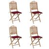 vidaXL 5 Piece Folding Patio Dining Set with Cushions Bamboo