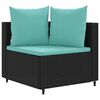 vidaXL Patio Sofa Set Set of 10 Black and Water Blue