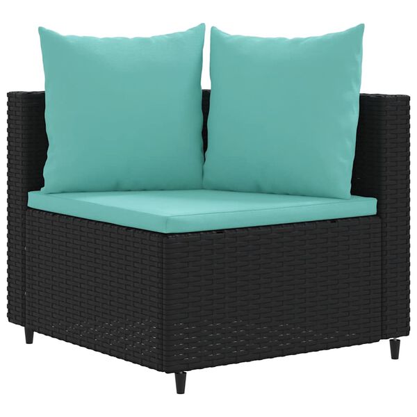 vidaXL Patio Sofa Set Set of 10 Black and Water Blue
