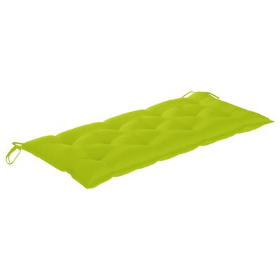 vidaXL Swing Bench with Bright Green Cushion 47.2" Solid Teak Wood