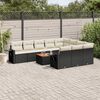 vidaXL Garden Sofa Set Black PE Rattan Large Adjustable Feet