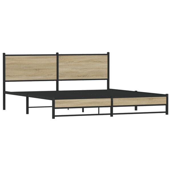 vidaXL Bed Frame Sonoma Oak Steel 72 x 84 in Bed Frame Rectangular