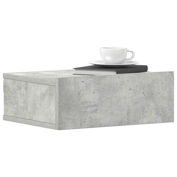 vidaXL Floating Nightstand Concrete Grey Engineered wood Compact