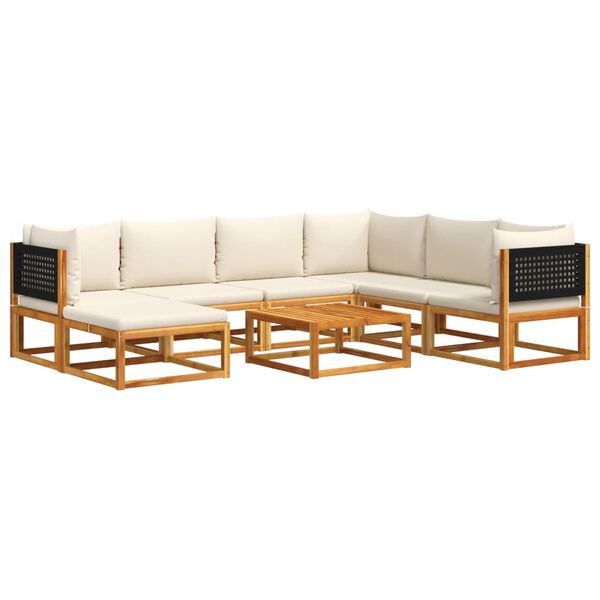 vidaXL Garden Sofa Set Black, Cream White