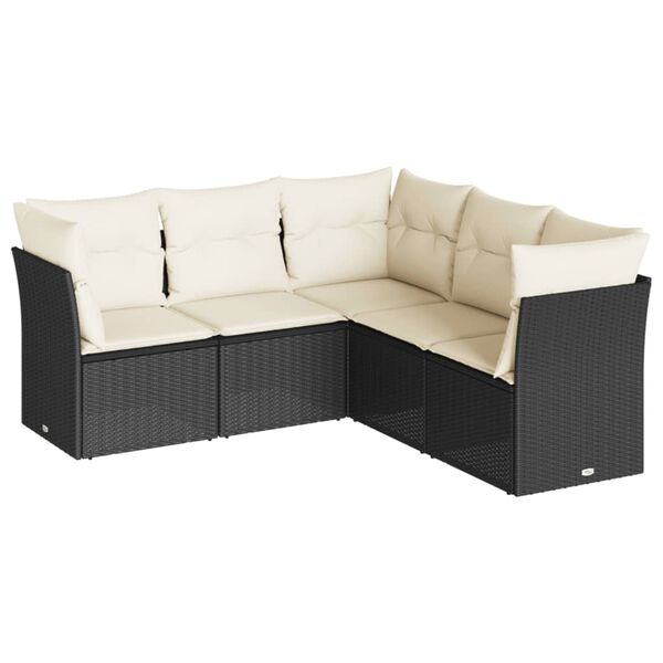 vidaXL Garden Sofa Set Black, Cream White