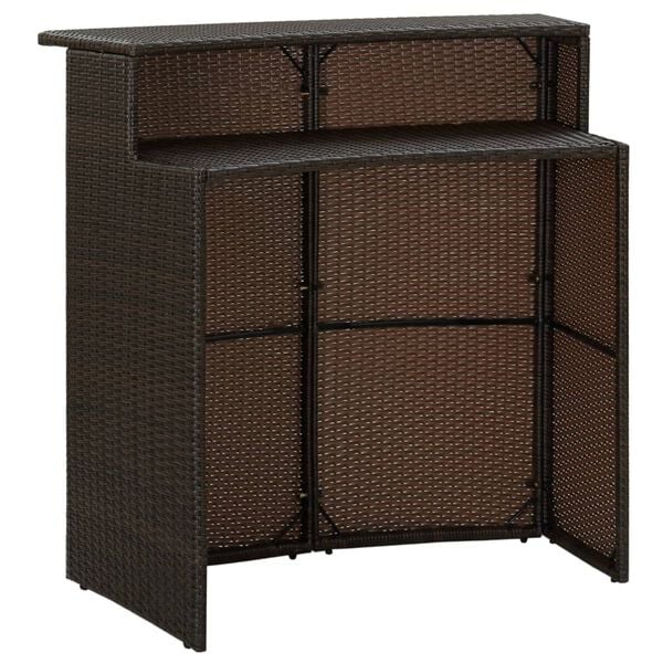 vidaXL Bar Table Brown PE rattan Medium Durable Bar Table