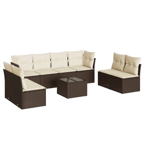 vidaXL Patio Sofa Set Brown, Cream White